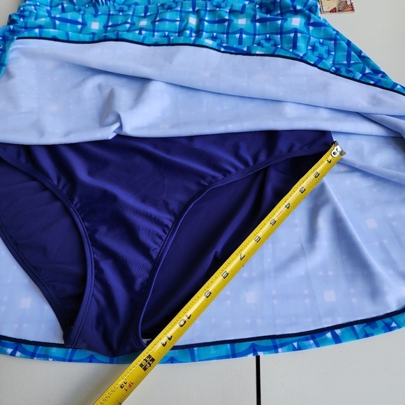 NWT $60 Noon 1 Piece Swim Skirted Bathing Suit White Blue Mosaic Casey Key 18 - Picture 7 of 16